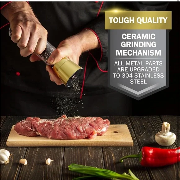 ✨🧂Gold Salt and Pepper Glass Grinder Set - Picture 5 of 6